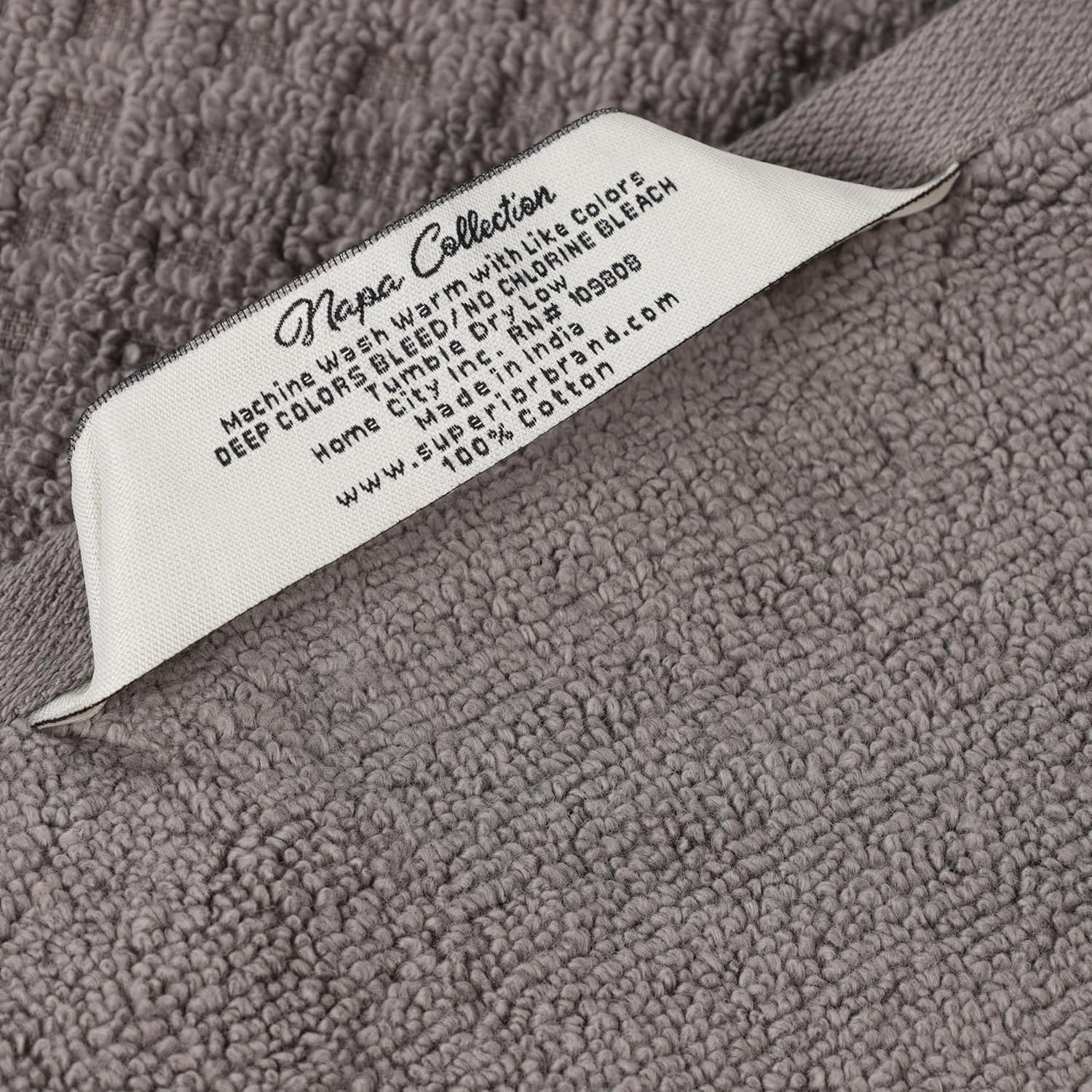 Superior Cotton 3-Piece Towel Set, Zero Twist, Waffle Border, Bathroom Essentials, Shower, Spa, Luxury Plush Soft Absorbent Towels, Includes 1 Bath, 1 Hand, 1 Washcloth/Face Towel, Charcoal - Image 8