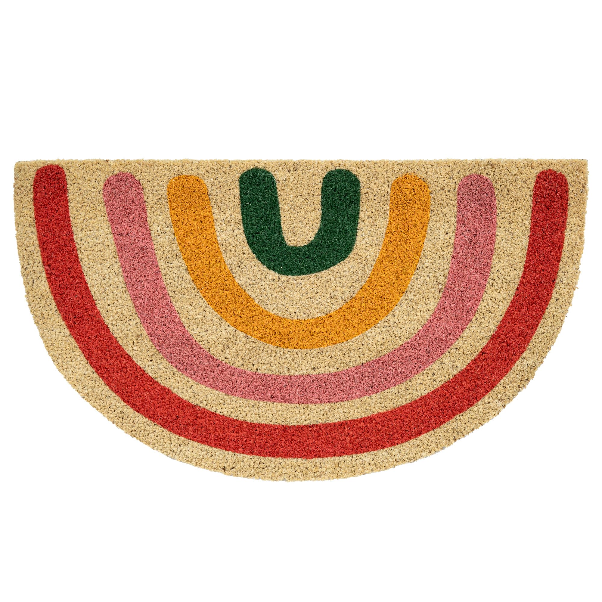 Fisura – Felpudo Entrada casa "​Arcoiris" de Coco con Base Antideslizante de PVC. Felpudo Exterior Original. Pintado a Mano. Medidas:​70 cm x 40 cm