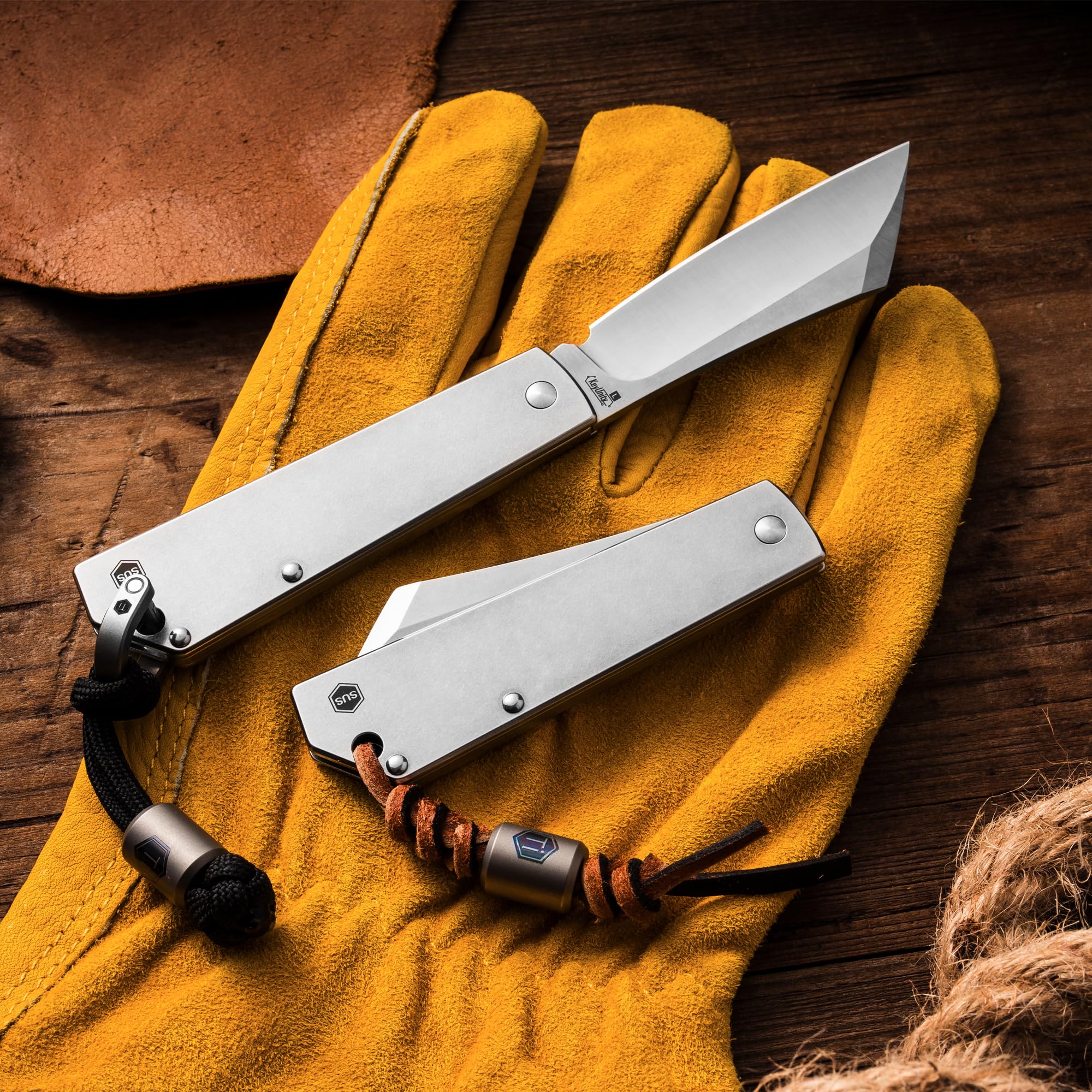 KeyUnity KK03L petit couteau pliant couteau à lame fixe, couteau de poche EDC en acier inoxydable pour hommes et femmes