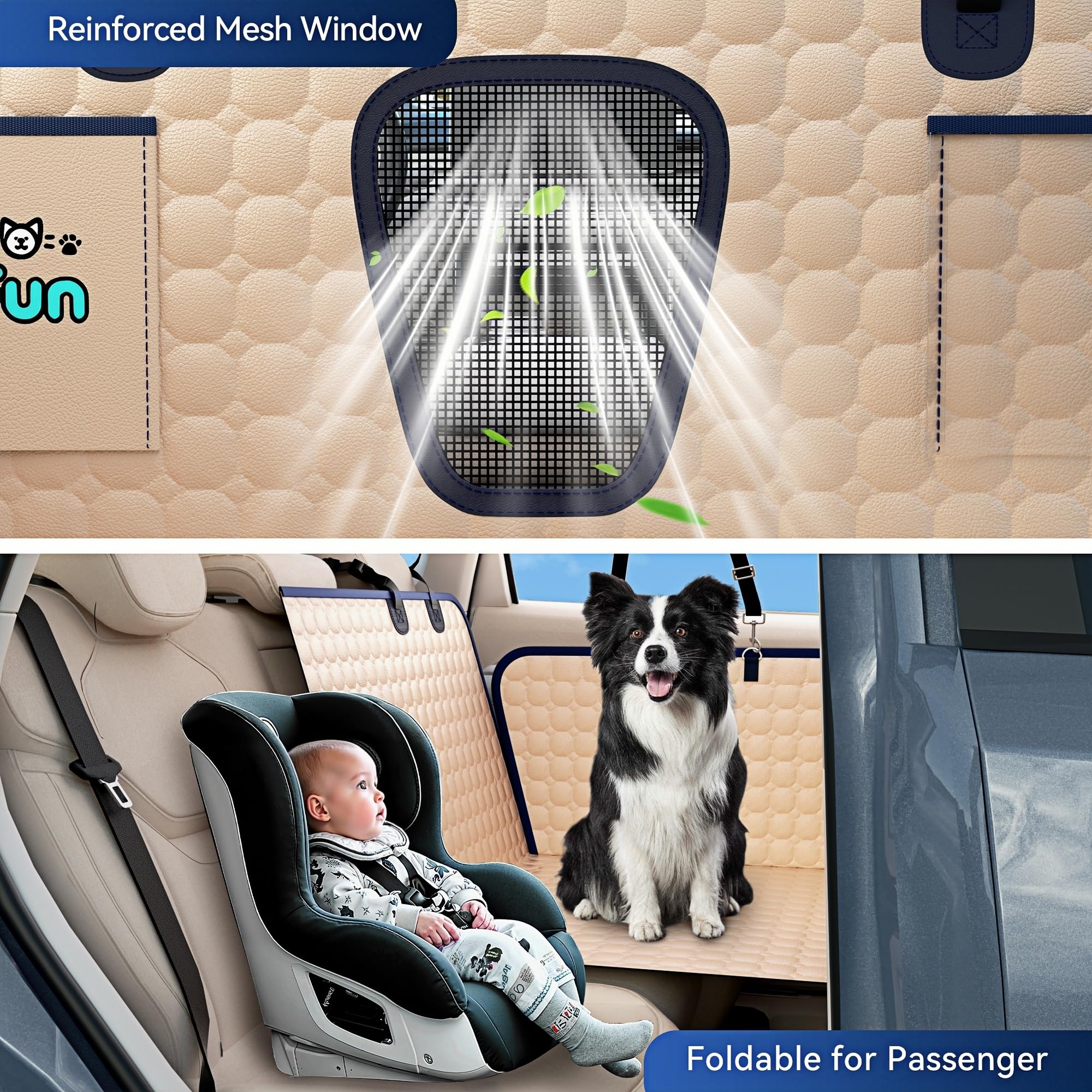 Hard Bottom Car Seat Cover for Dogs, 2025 Upgraded Leather Back Seat Extender Waterproof Dog Car Seat Cover for Back Seat, Non-slip Dog Car Hammock Backseat Pet Cover for Dogs in Car, Support 400LBs - image 4