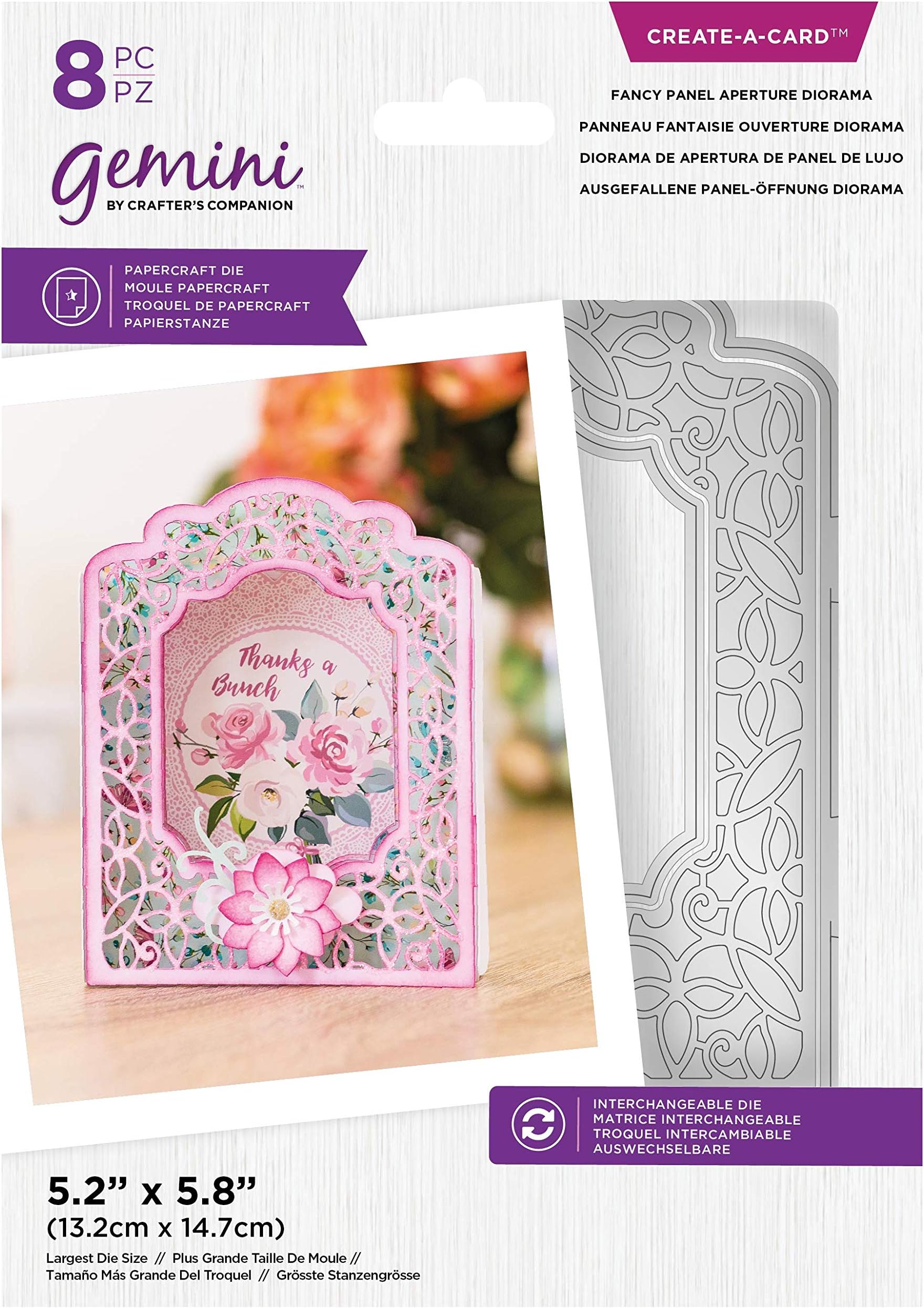 Crafter's CompanionGemini Interchangeable Diorama Create a Card Metal Die-Fancy Panel Aperture, Silver, One Size