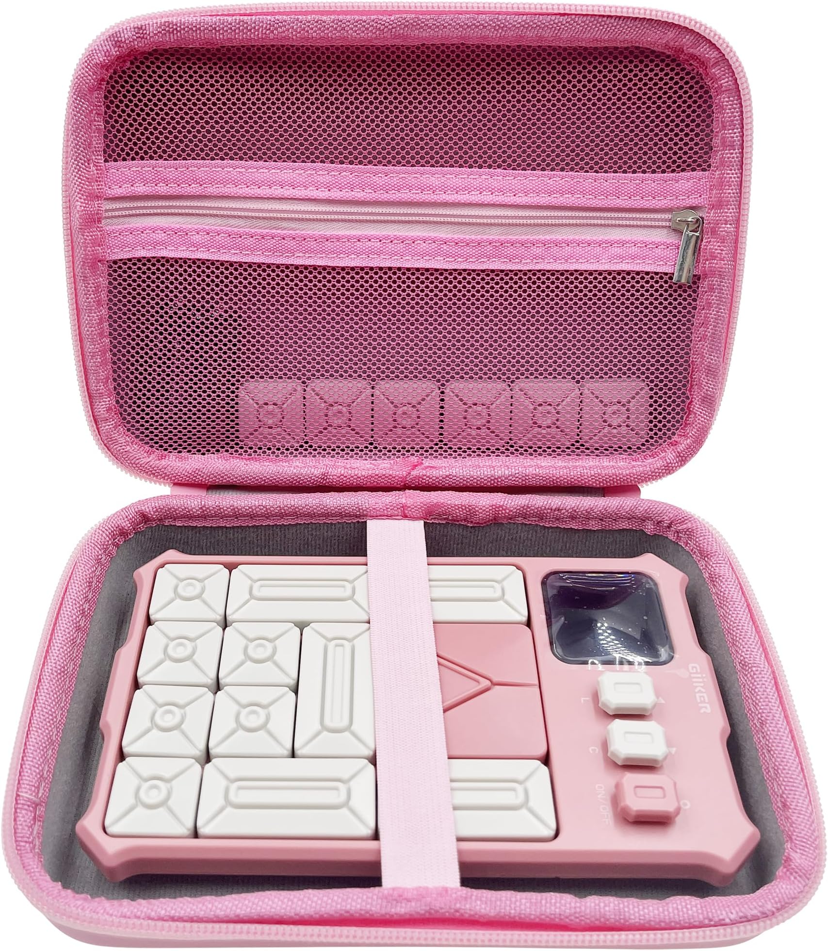 Hard Carrying EVA Case Compatible with Giiker Super Slide Brain Games, Storage Travel Case for Brain Teaser Puzzles, and Interactive Fidget Toys Handheld Games Console (Case Only) (Pink)