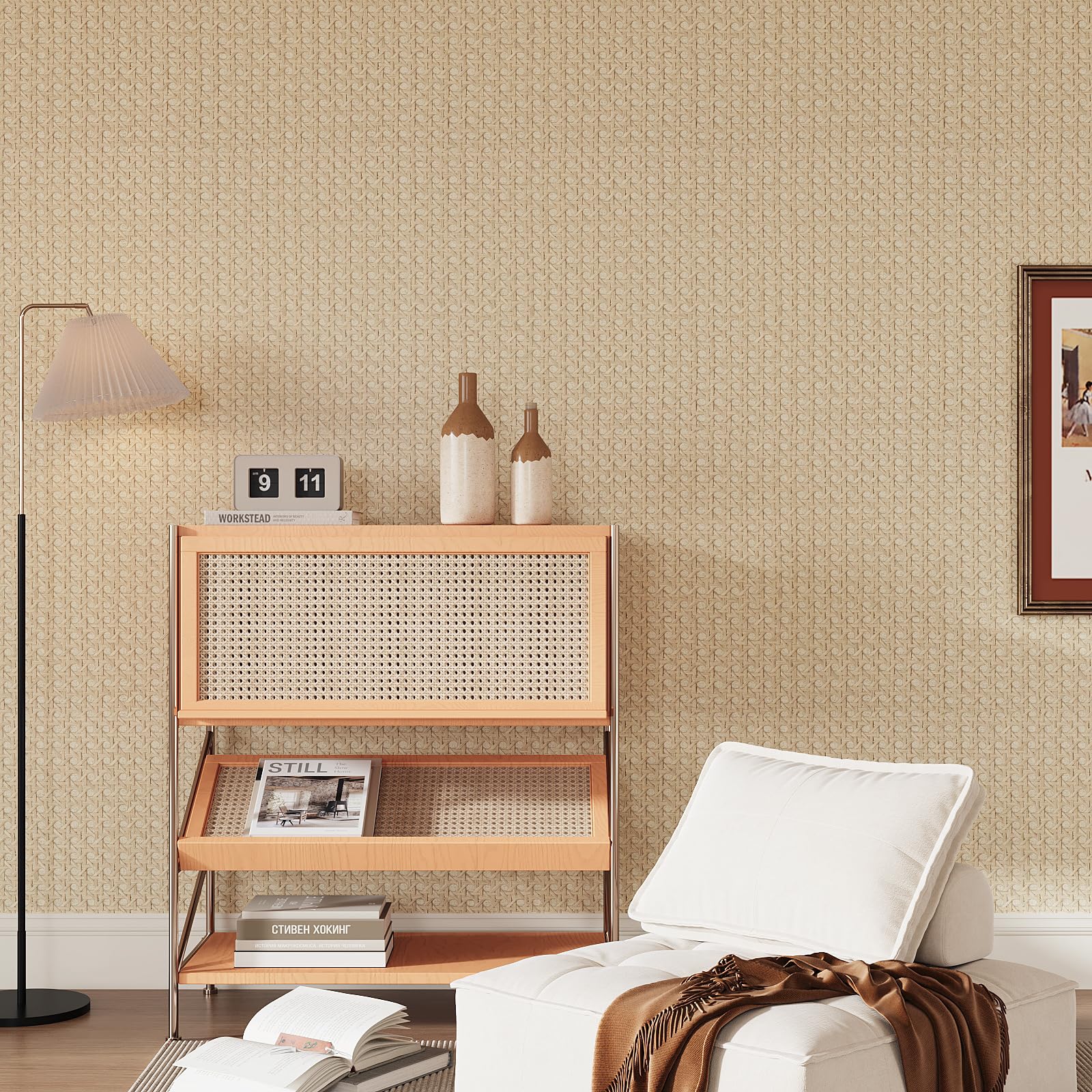 Snapklik.com : Non-Textured Taupe Brown Rattan Look Peel And Stick ...