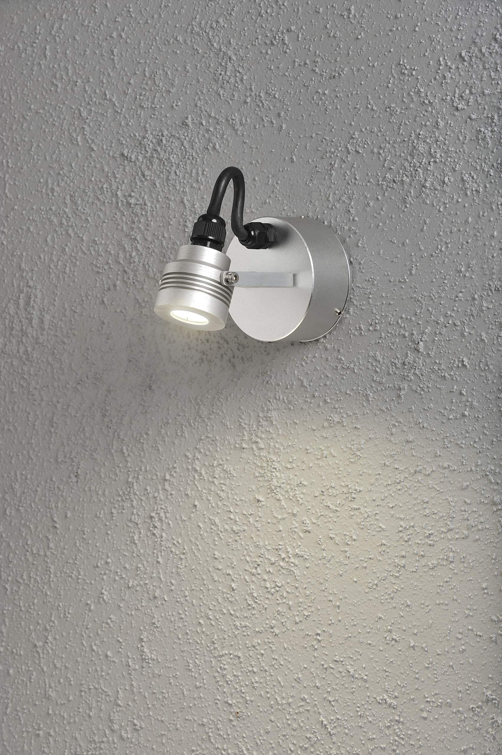 Konstsmide Monza 7922-310 lampa ścienna Spot HighPowerLED B: 8,5 cm głęb.: 8,5 cm wys.: 11,5 cm / 1x1 W / IP44 / mas. Aluminium/srebrnoszary