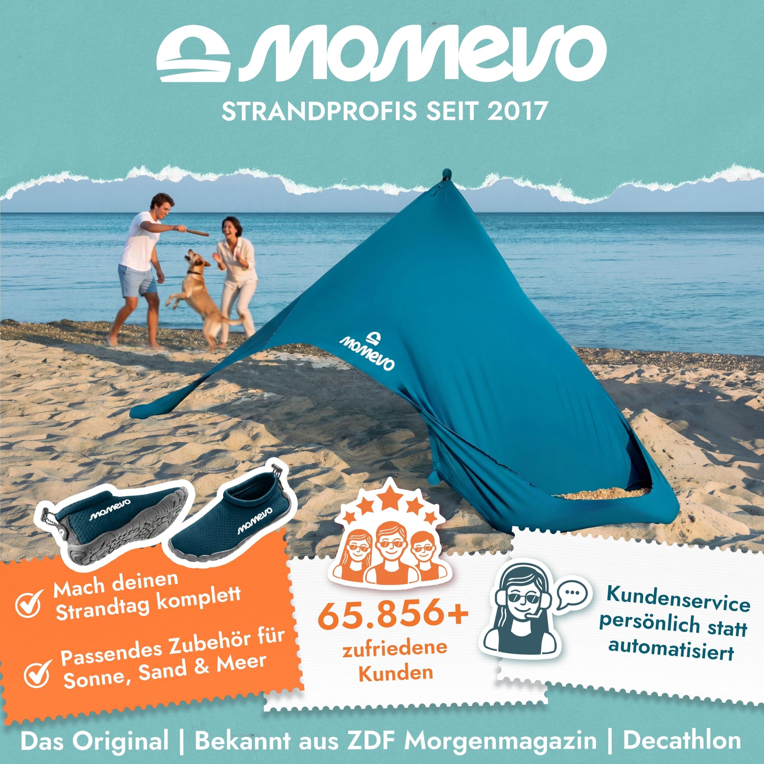 Sunsail Tipi Strandzelt - 1 Stange - Petrolblau für 1-2 Personen