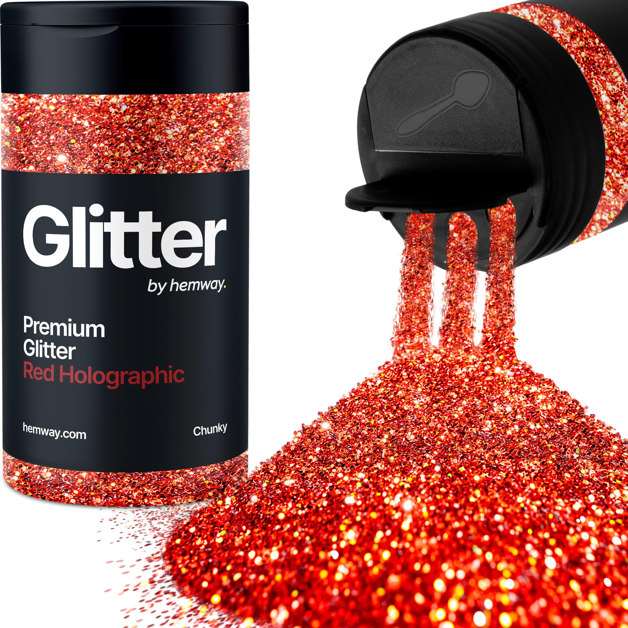 Holographic Red Glitter Shaker, 130g Chunky Glitter, Crafts 1/40" Metallic Flake Red Sequins, Resin & Epoxy Crafts