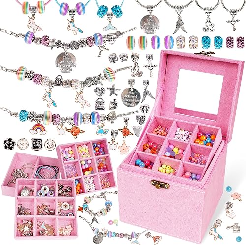 WJZDY Kit de fabricación de pulseras con dijes, kit de fabricación de joyas, juguetes para manualidades, suministros de arte, cuentas para pulseras