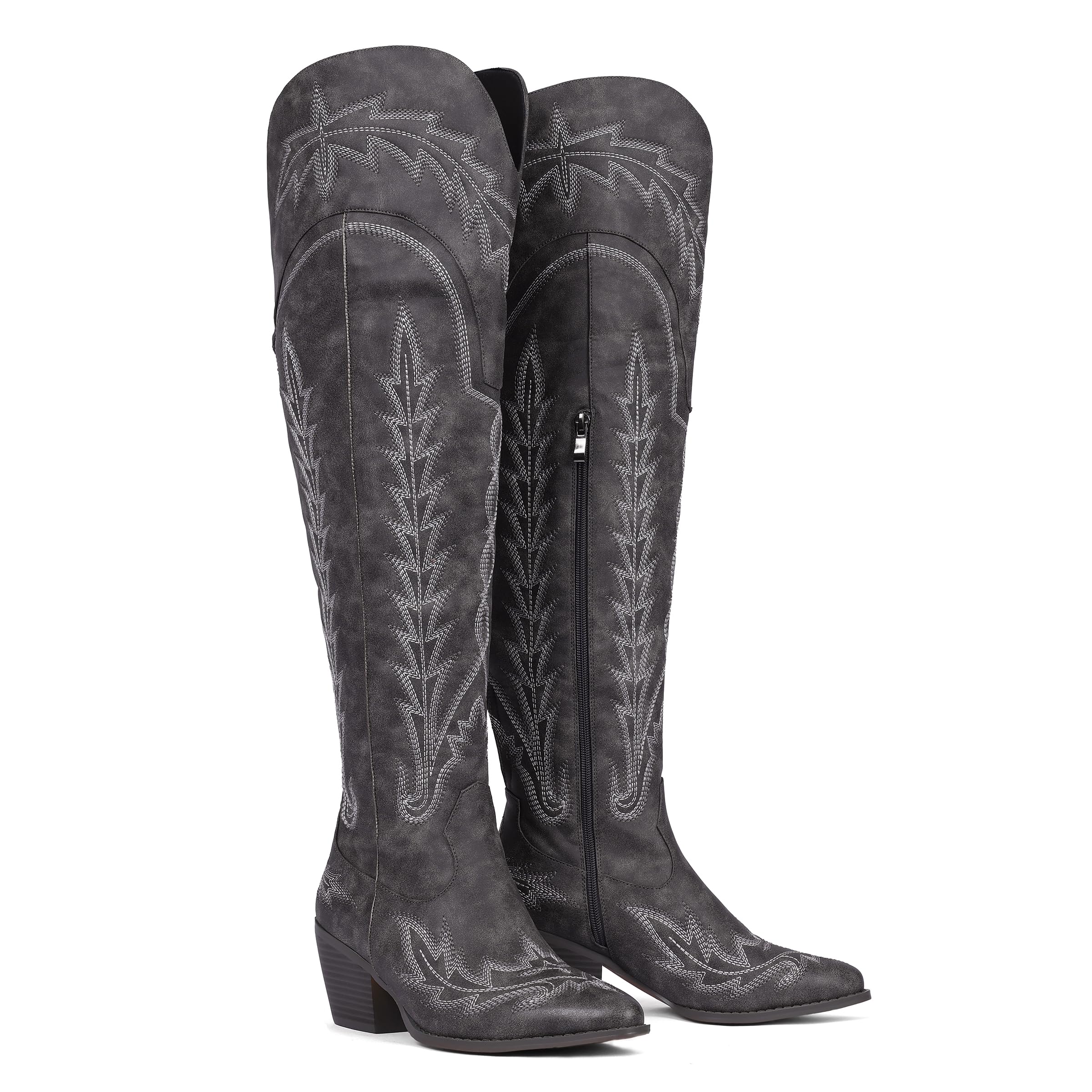 Celbreez Cowboy Boots for Women Thigh High Black Cowgirl Boots Wide Calf Embroidered Knee High Western Boot Pointed