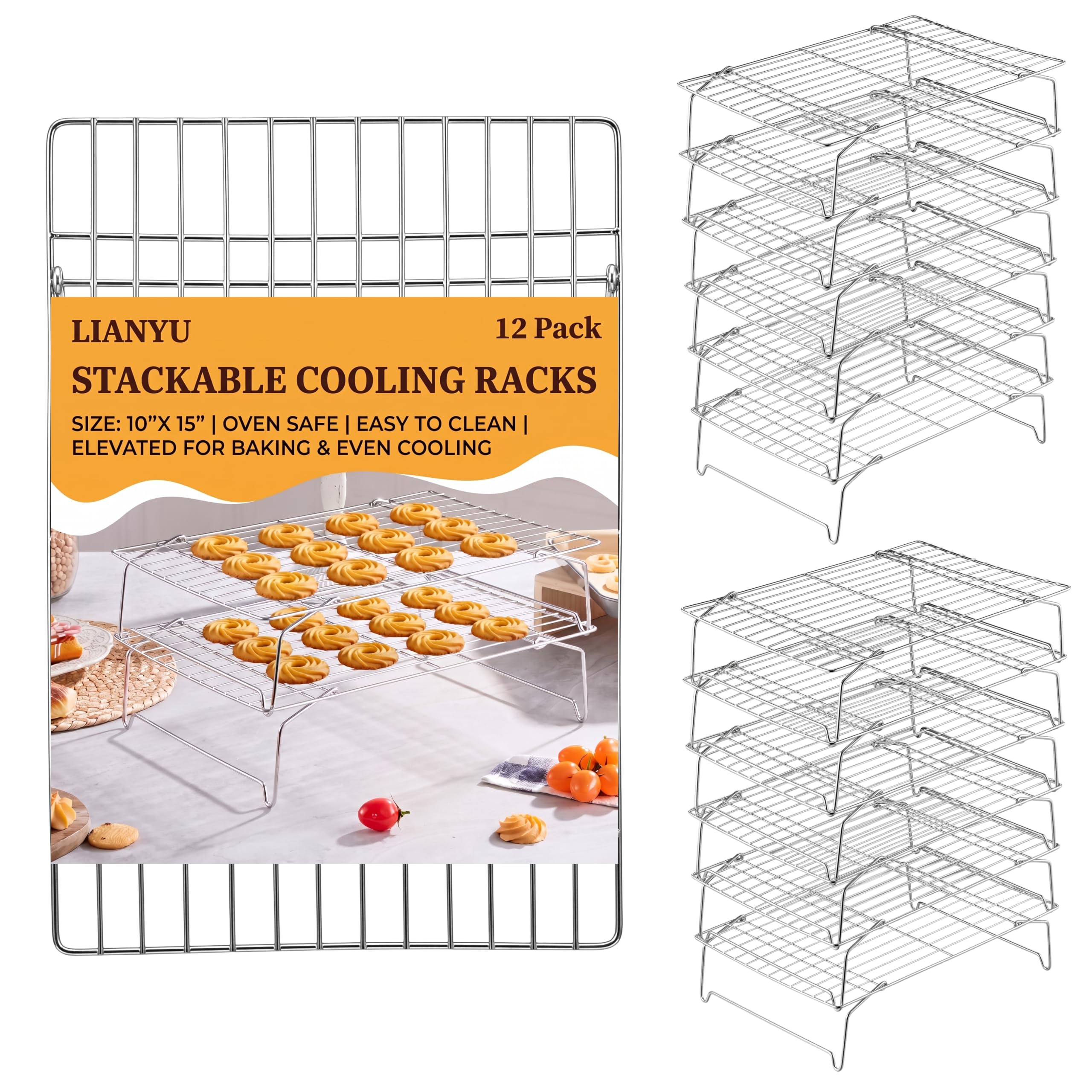 LIANYU Estante de refrigeración apilable de 6 niveles para cocinar y