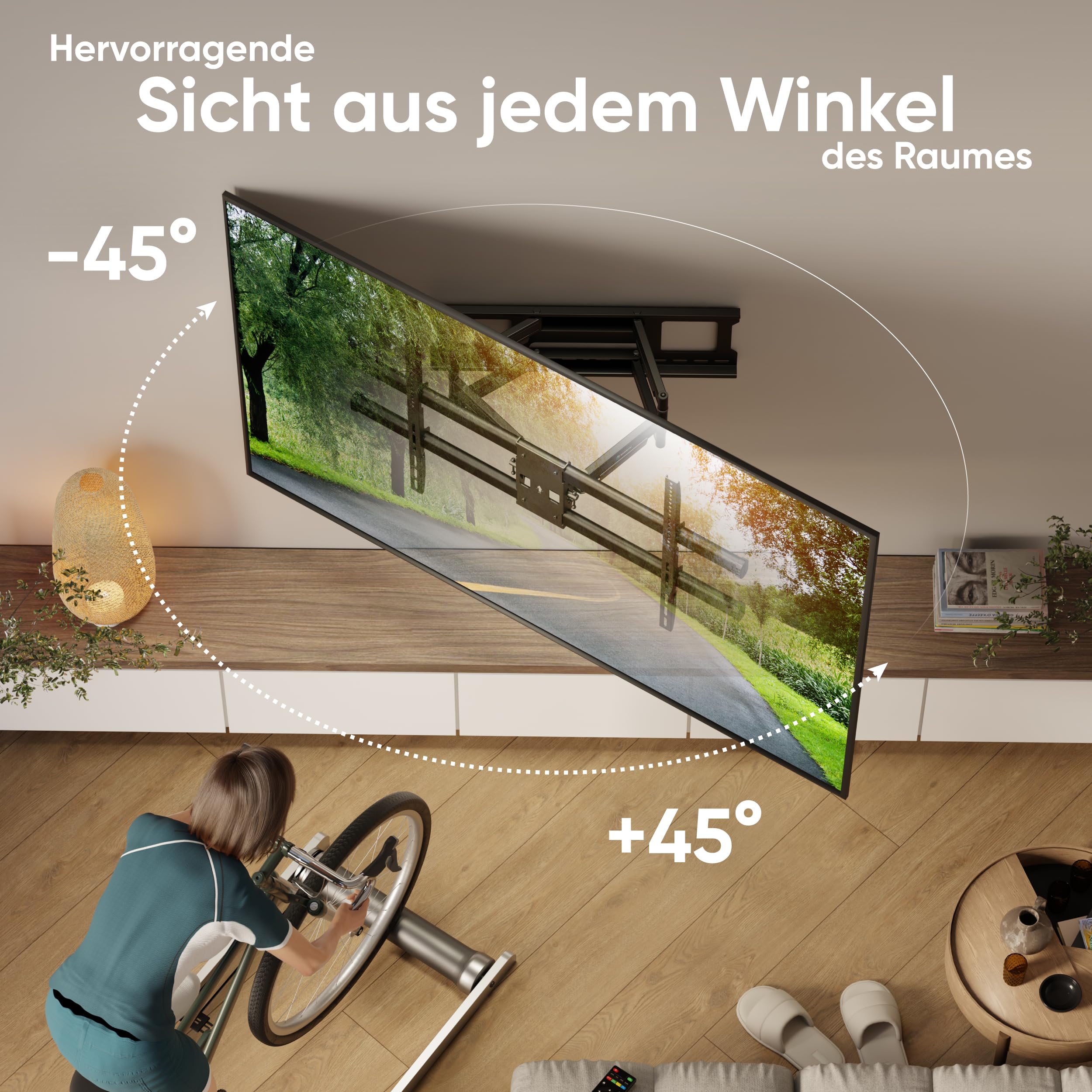 ONKRON TV Wandhalterung schwenkbar für 42-120 Zoll Fernseher bis 100 kg, TV Halterung ausziehbar, Fernsehhalterung max VESA 1000x600, Ultra Slim Wandhalterung Fernseher neigbar Schwarz M10-B