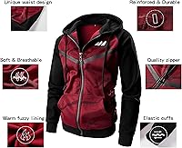 Vista 5 de LAIWANG Sudadera con capucha de bloque de color para hombre, con cierre completo, forro polar pesado, con cremallera y bolsillo Kanga