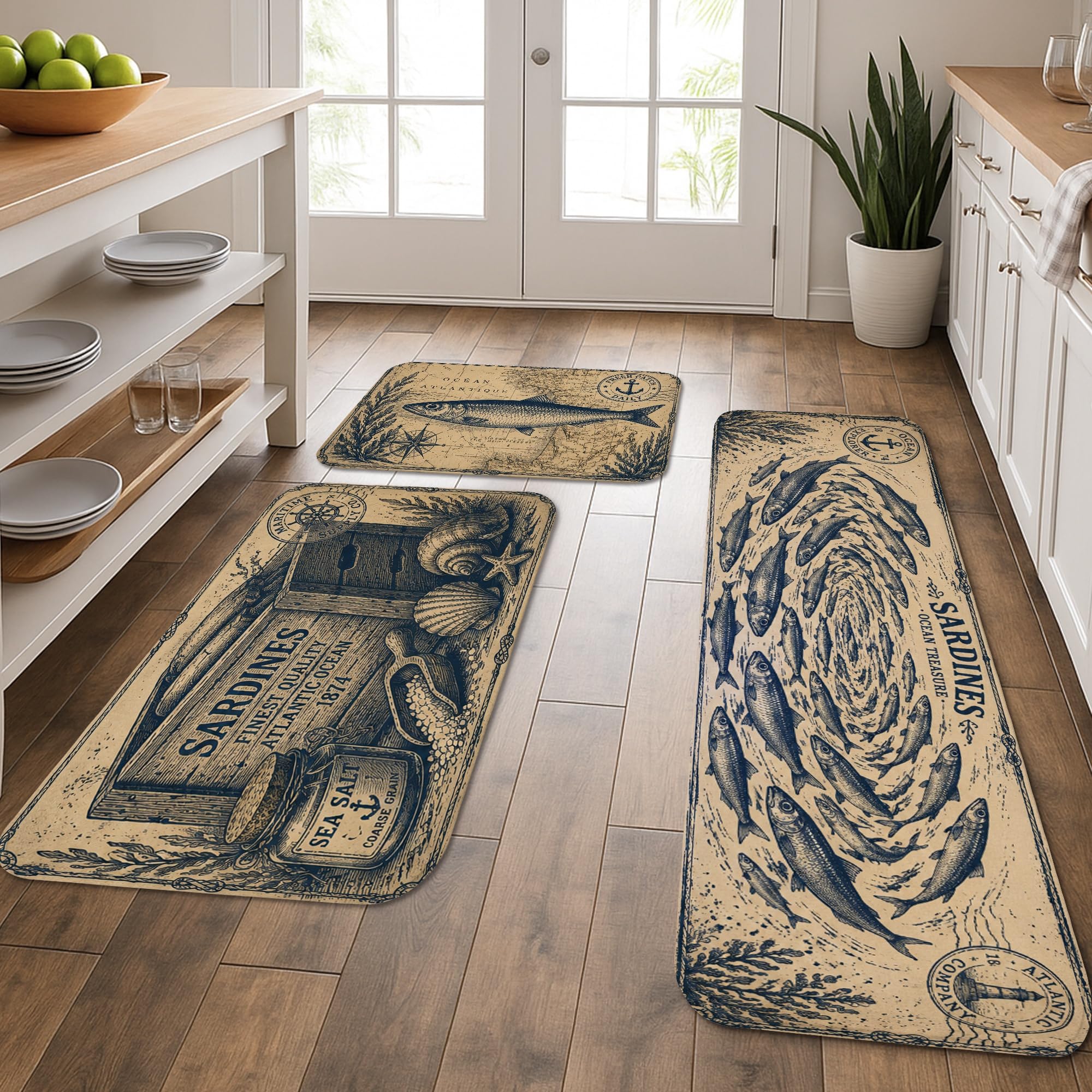 Tapis de cuisine nautiques lavables pour sols d'éviers et bains