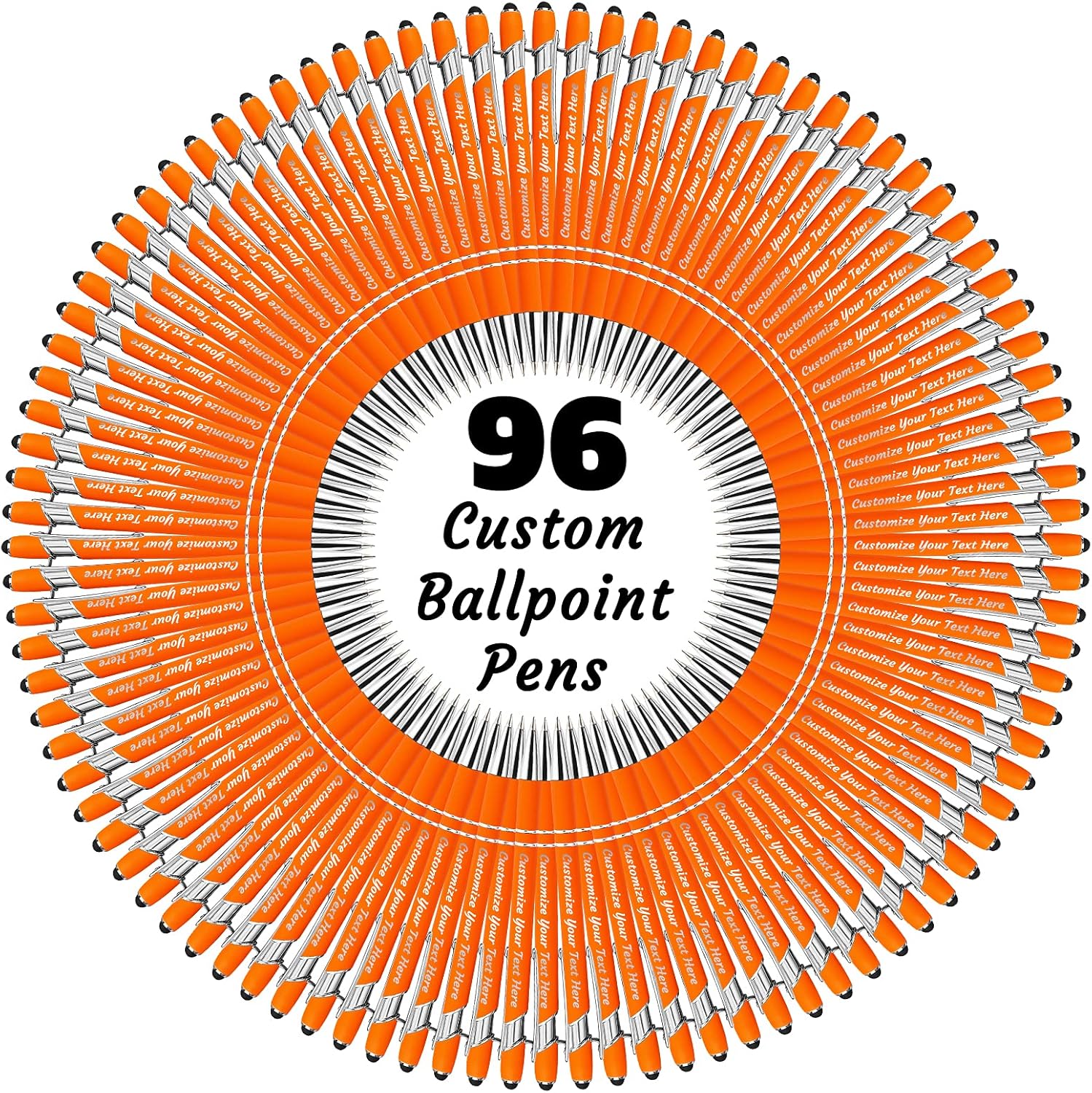 YanNanKe 96 PCS Custom Pens Personalized Bulk, Customized Engraving Ballpoint Pens with Stylus Name or Text, Ideal Anniversary, Birthday or Graduation Gift(Medium Point,Black Ink)