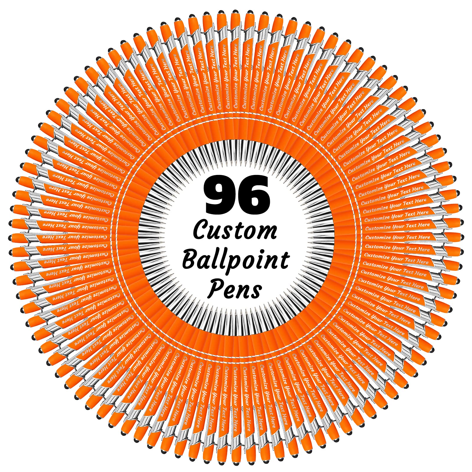 YanNanKe Custom Pens Personalised Bulk, Customised Engraving Ballpoint Pens with Stylus Name or Text, Ideal Anniversary, Birthday or Graduation Gift(96 PCS, Black Ink)