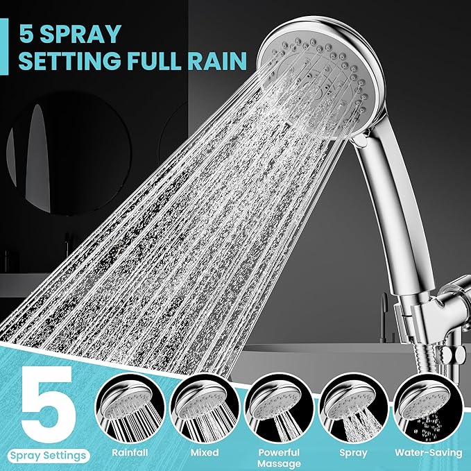 Regadera de Mano Alta Presión Rainparty 5 Funciones Cromo miniatura 2