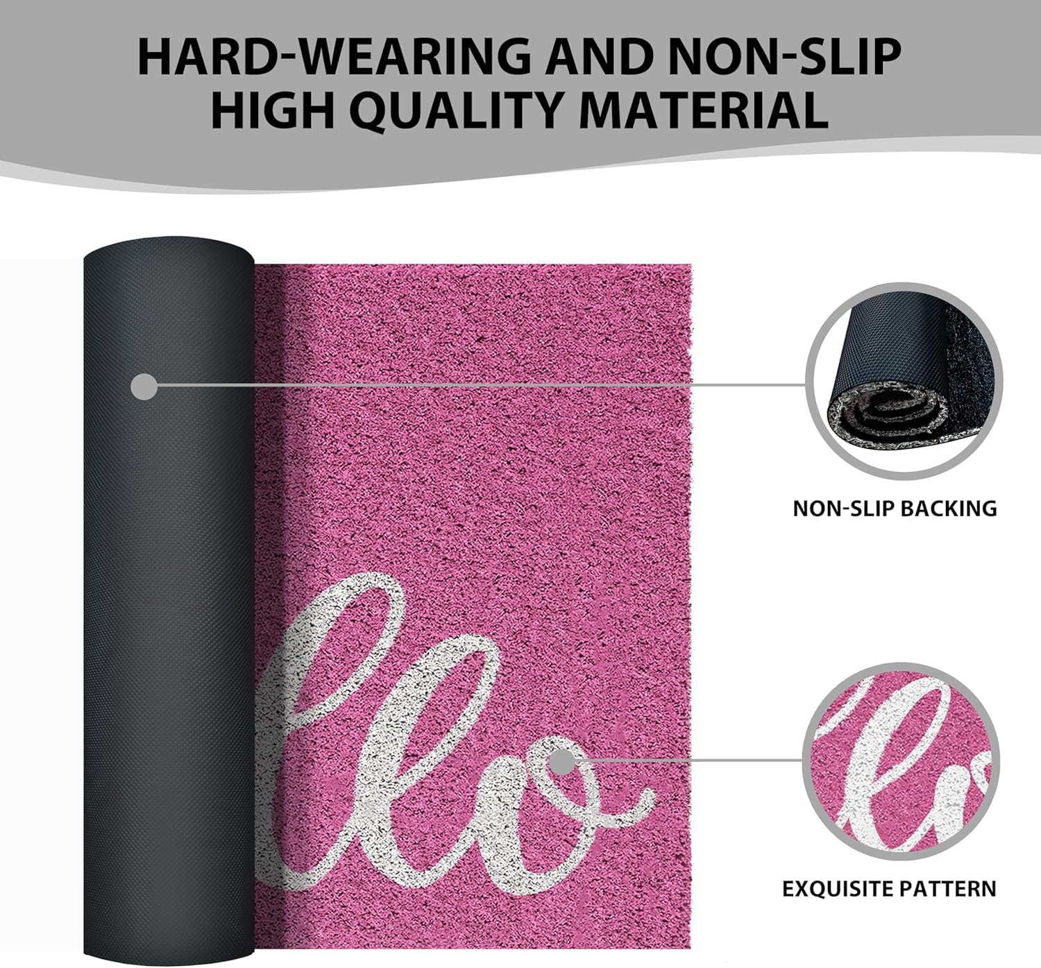 Hello Pink Fall Doormat,Home Decor Low-Profile Welcome Mat Floor Mat for Indoor Outdoor, Non-Slip PVC Backing Waterproof Mat 29x17 Inch