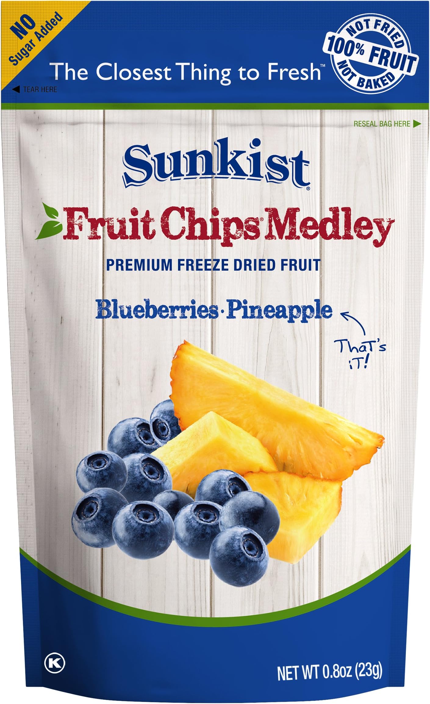 SUNKIST Fruit Chips Medley, Blueberries - Pineapple 0.8 oz. (8 pack)