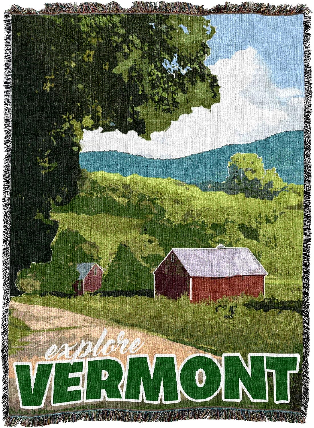 Pure Country Weavers Vermont Poster Blanket by David Owens - Gift Tapestry Throw Woven from Cotton - Made in the USA (72x54)
