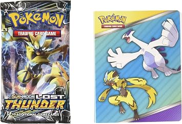 Pokemon TCG Sun & Moon Lost Thunder Mini Binder + Booster Pack Bundle