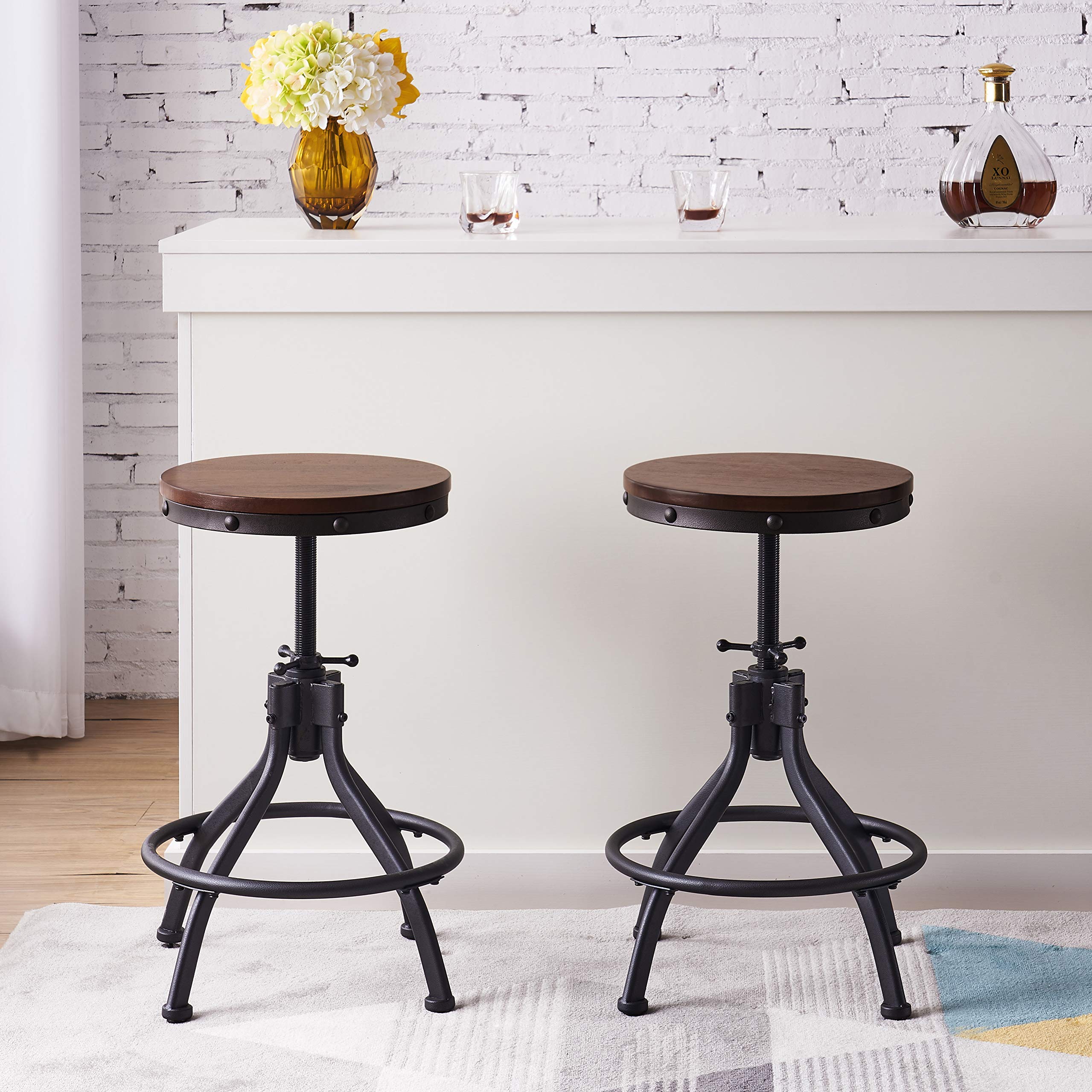 Buy Industrial Adjustable Height Bar Stools Set of 2, 18.1124.8 Inch