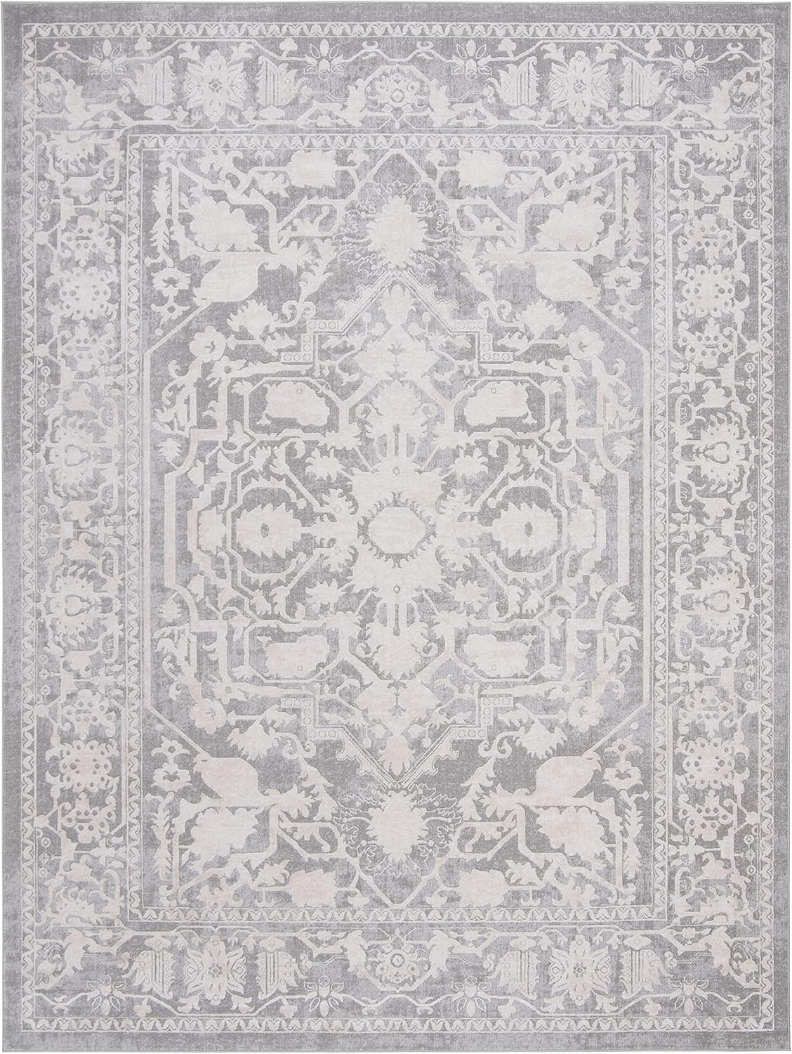 SAFAVIEH Area Rug 8x10 - Reflection Collection - Large - Light Grey & Cream, Non-Shedding & Easy Cleaning, Ideal for Living Room, Bedroom, Dining Space (RFT665C)