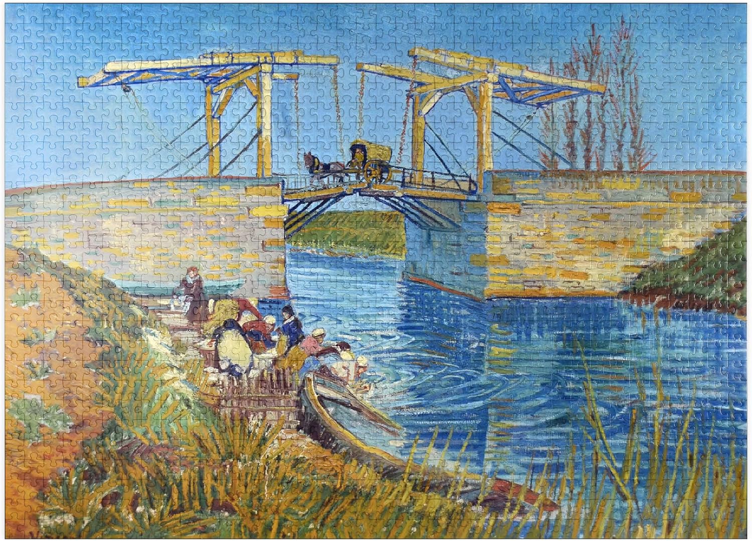 MyPuzzle Vincent Van Goghs The Langlois Bridge At Arles with Women Washing 1888 - Premium 1000 Piece Jigsaw Puzzle for Adults