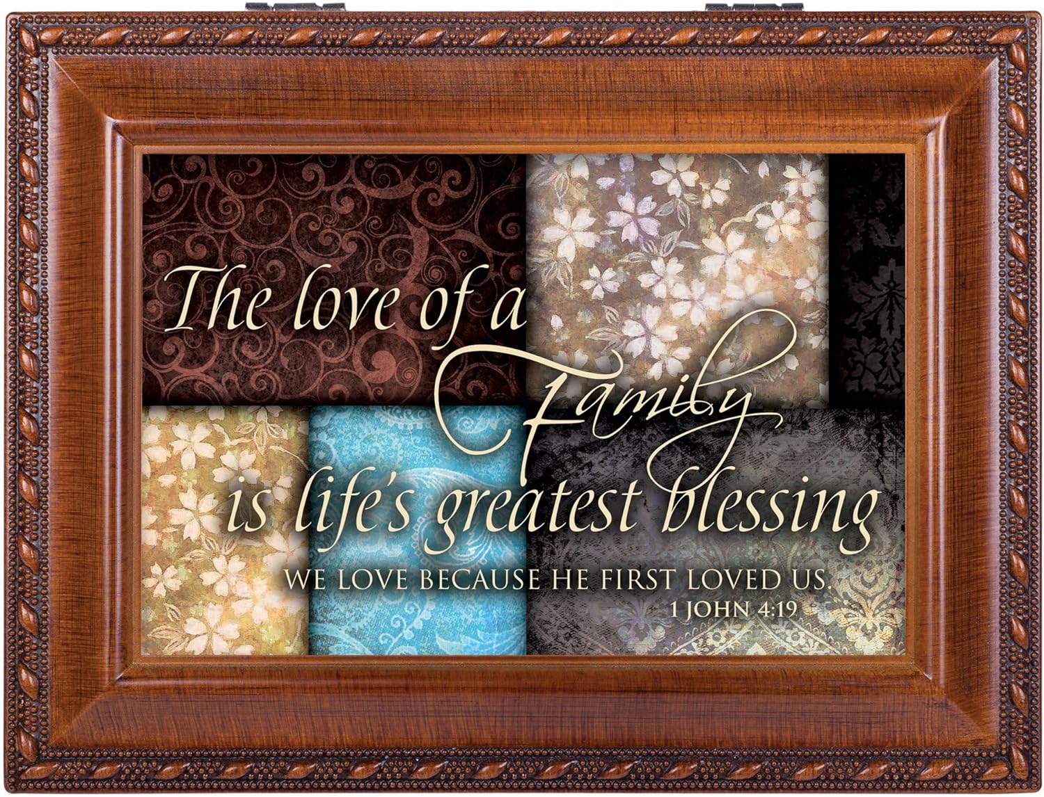 Cottage Garden Family Woodgrain Traditional Music Box Plays Edelweiss