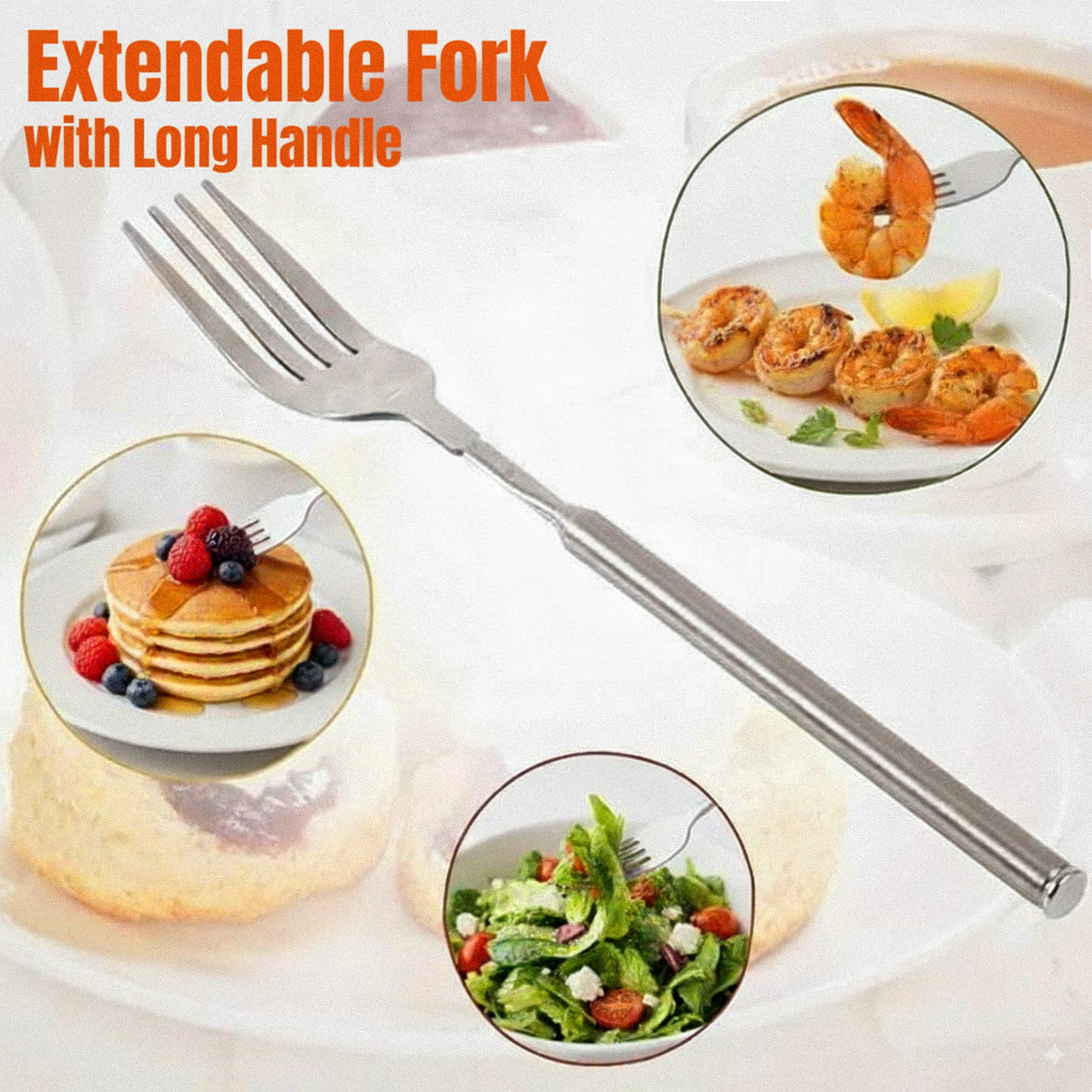 2 Pc Extendable Fork, 8.7 to 25.4 Inch Telescopic Prank, Retractable Stainless Steel Fork for BBQ, Dinner, Fruit, Dessert – Sturdy and Durable Comical Tableware — Amazon image 4