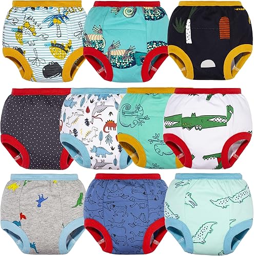 BIG ELEPHANT Pantalones de entrenamiento para ir al baño para niños, paquete de 10 unidades de ropa interior para bebés