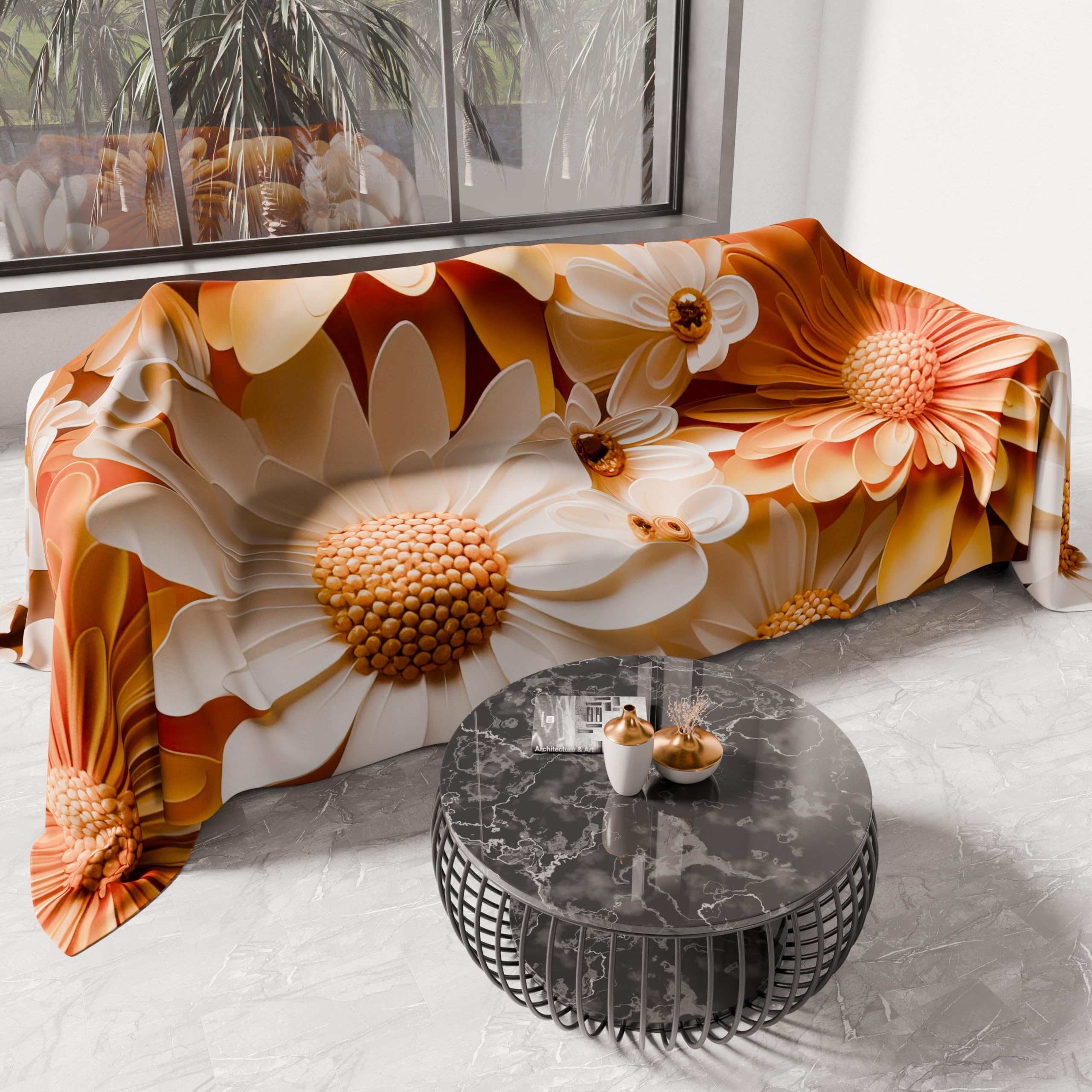 PETTI Artigiani Italiani - Telo Arredo in Microfibra, Copritutto, Copridivano 260x270 cm, Fantasia Floreale 05 2 | Telo Protettivo Lavabile, Copriletto e Copritavolo Multiuso per Divani