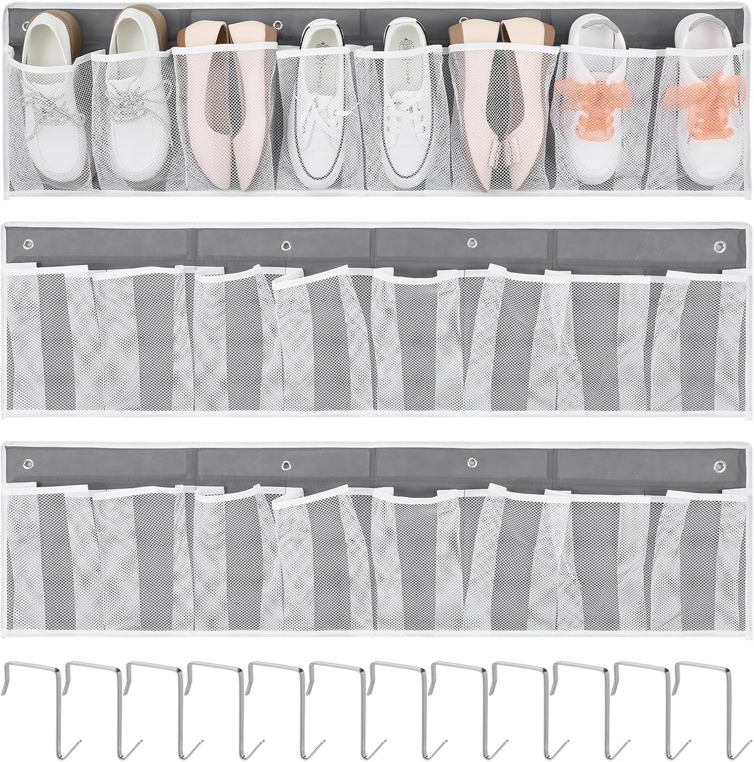 2 Pack RV Shoe Storage Solutions, Hanging Shoe Organizer with 8 Large Pockets