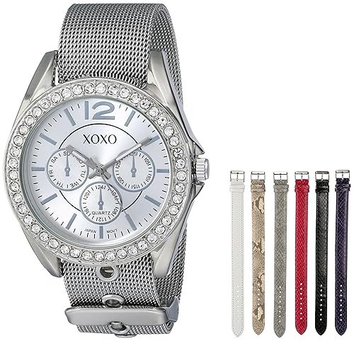Women's XO9053 Rhinsetone-Accented Watch with Interchangeable Straps