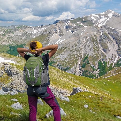 Miniatura 7 de Mochila de senderismo de 30 L, ligera, mochila de viaje pequeña para hombres y mujeres, para acampar al aire libre, mochilero, verde militar