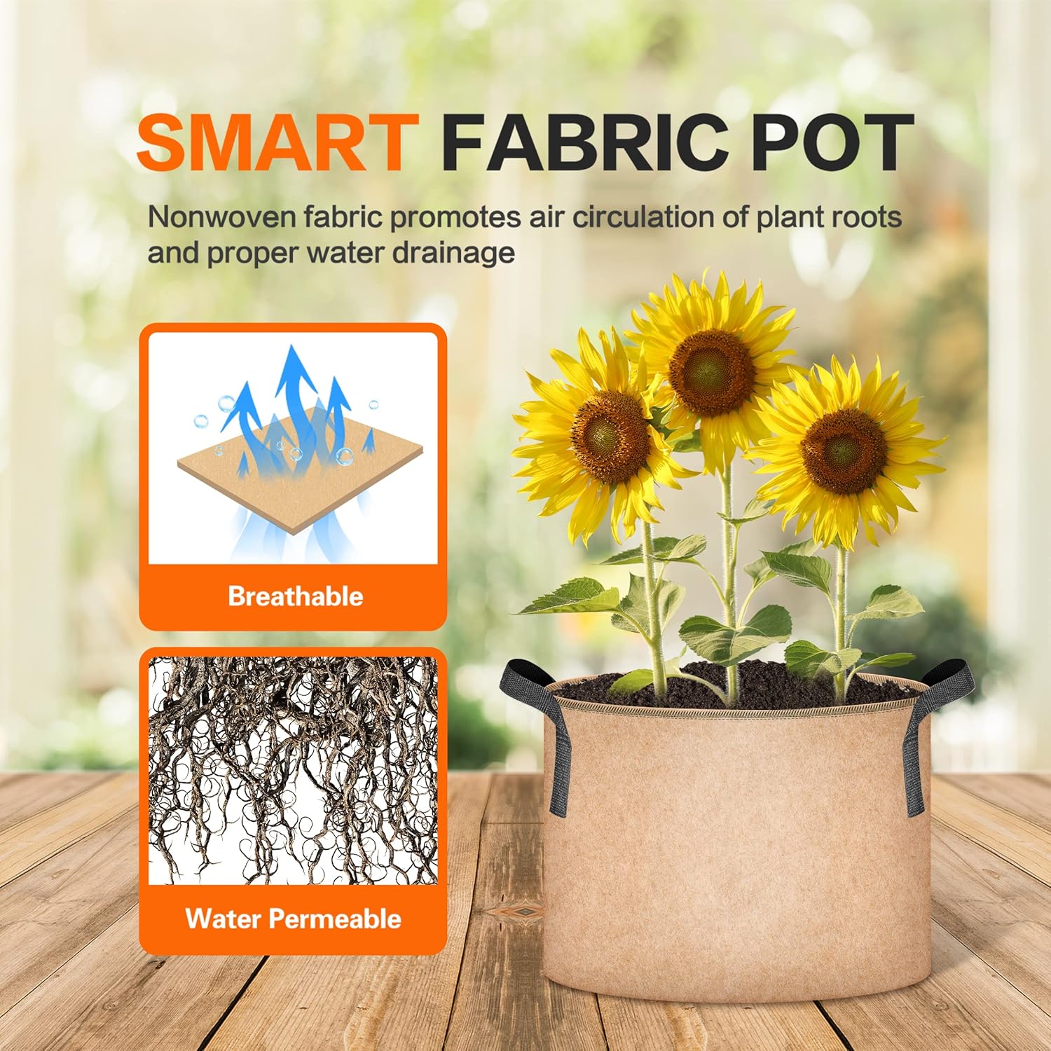 iPower Plant Grow Bag 5 Gallon 6-Pack Heavy Duty Fabric Pots, 300g Thick Nonwoven Fabric Containers Aeration with Nylon Handles, for Planting Vegetables, Fruits, Flowers, Tan 2022 Version : Patio, Lawn & Garden