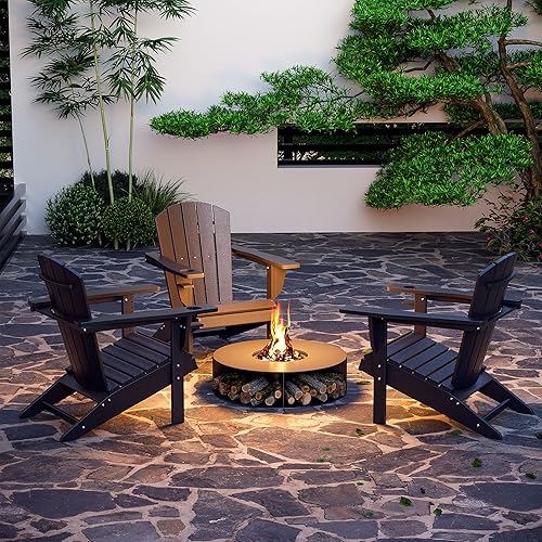 Miniatura 7 de Outsunny Silla Adirondack con soporte para tazas, silla de patio para todo tipo de clima, tumbona de polietileno de alta densidad, asiento para