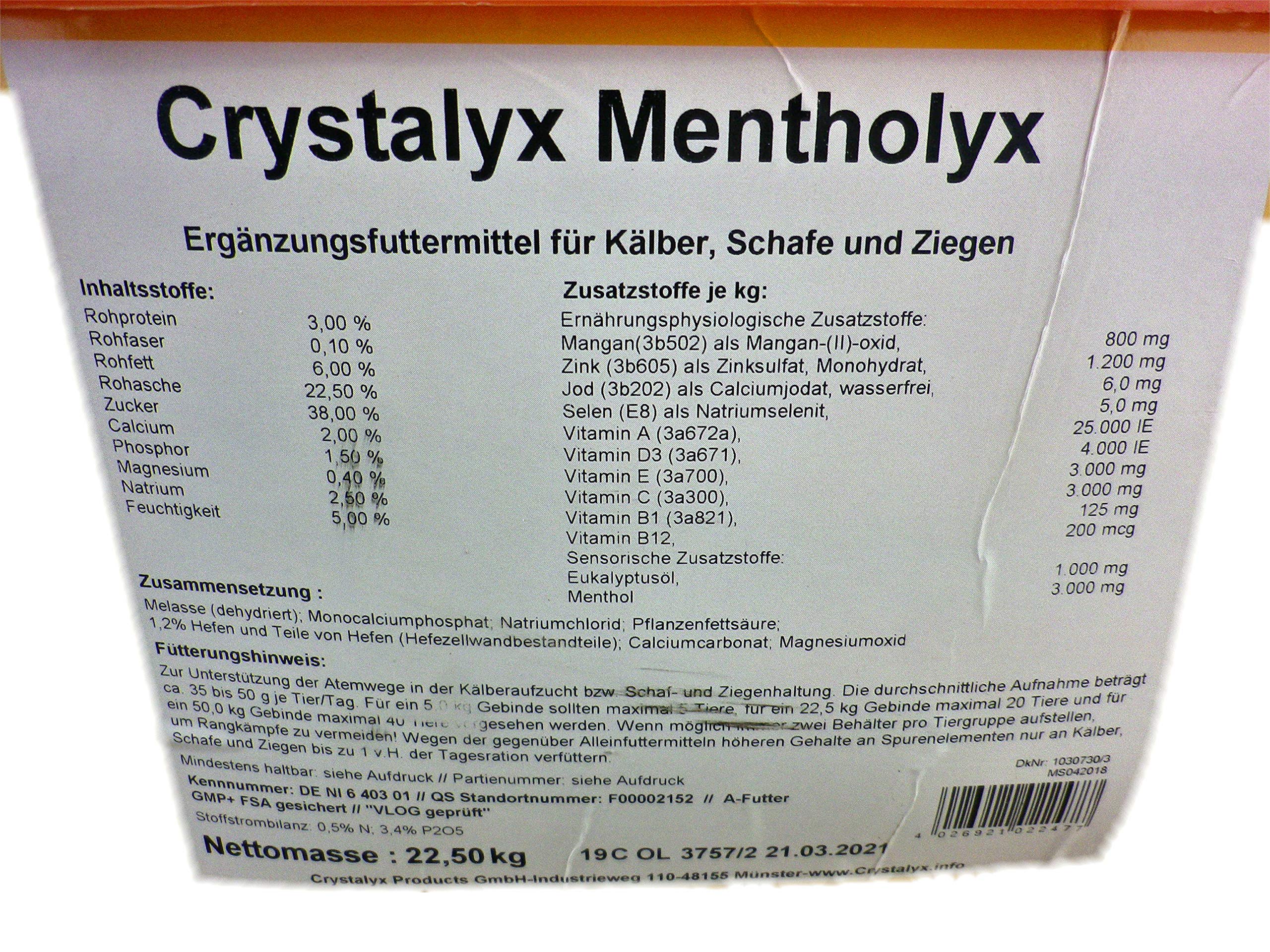 Mentholyx Ergänzungsfuttermittel für Schafe Ziegen Kälber 22,5kg (GP 3,48€/kg)