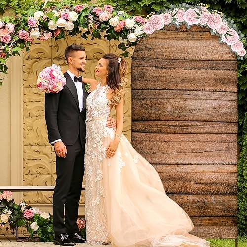 Miniatura 2 de Peryiter Cubierta de fondo de arco de 3.3 x 6.6 pies, de elastano, ajustada, para arco de boda, parte superior redonda, 2 caras, para soporte de