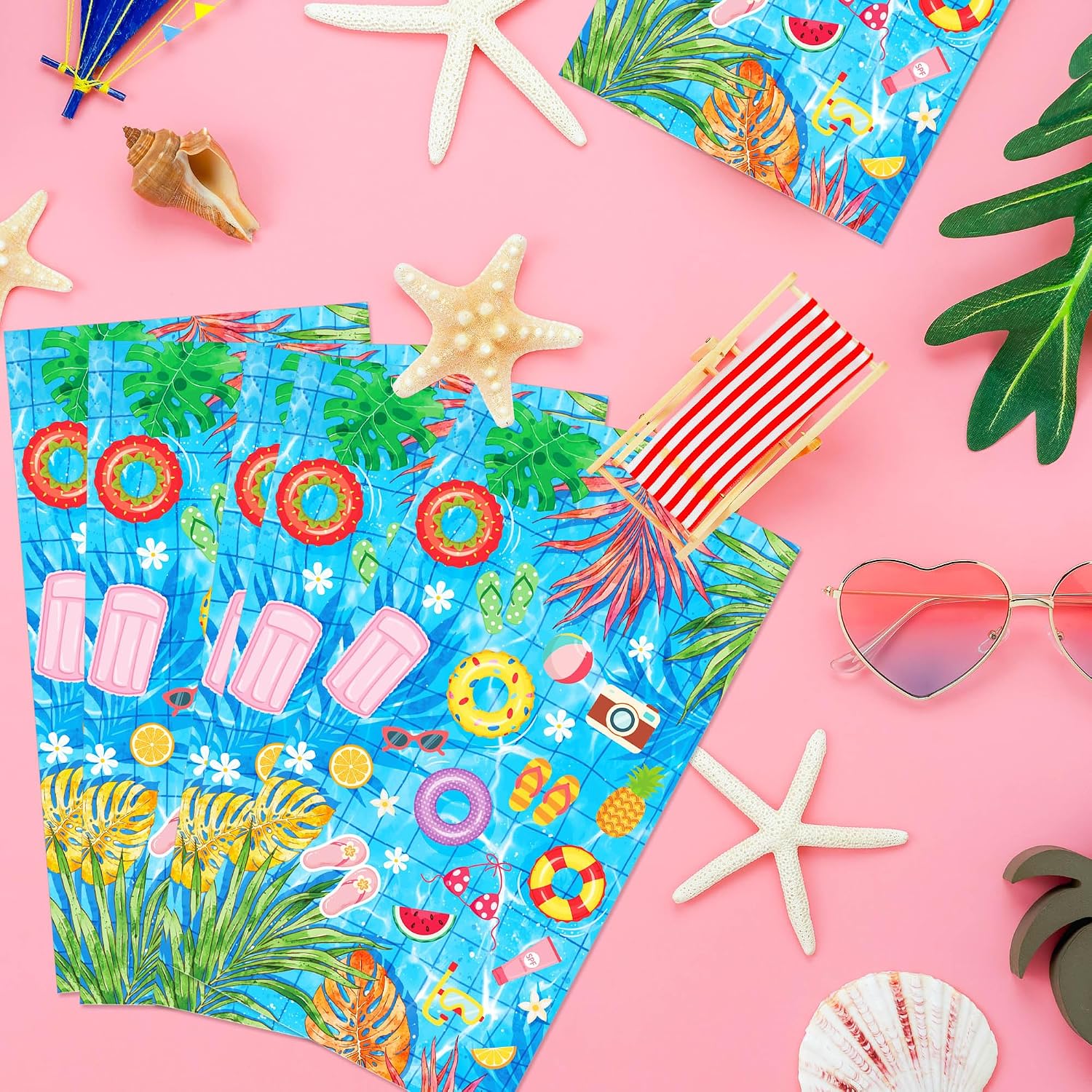 40 Pcs Pool Party Guest Towels, 4.5 x 8 Inch Fun Tropical Paper Napkins Set image 4