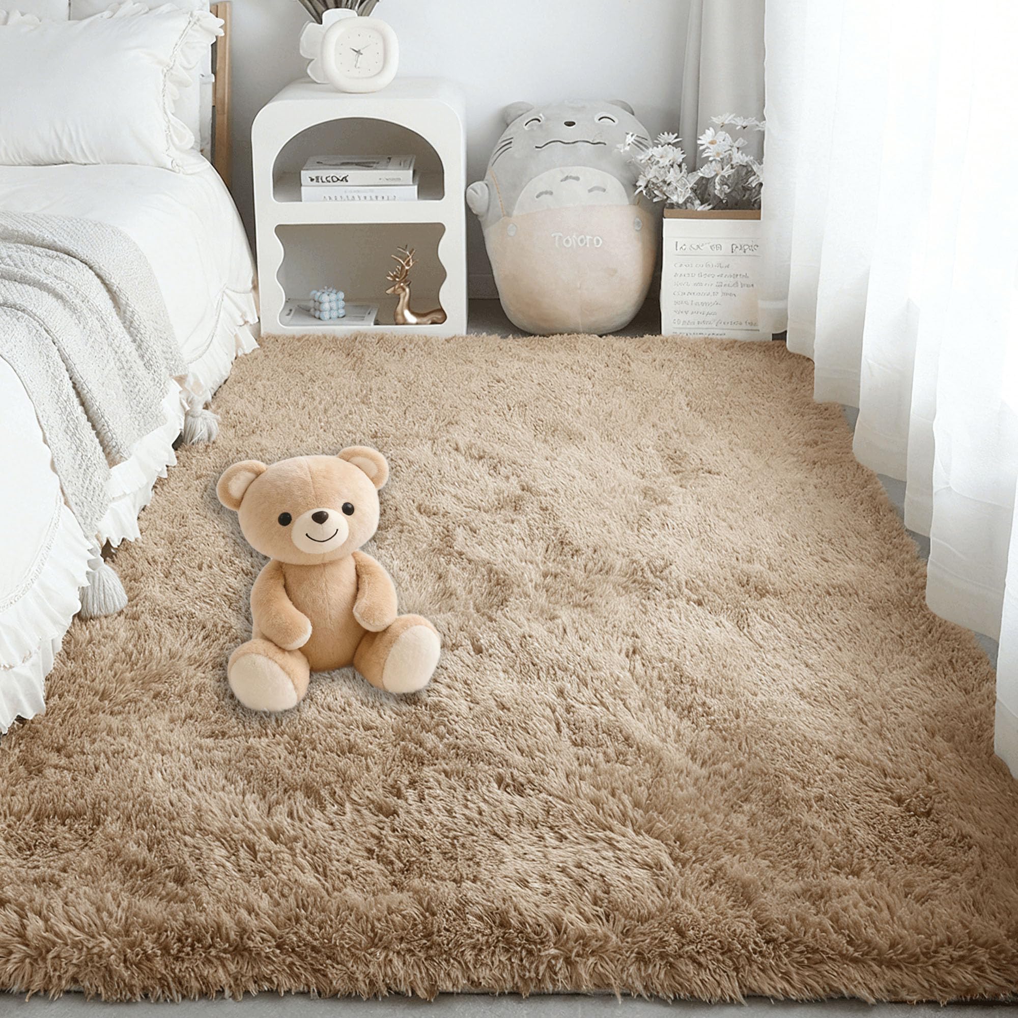 Tapis chambre 80 x 250 cm chameau lavable pour couloir et salon