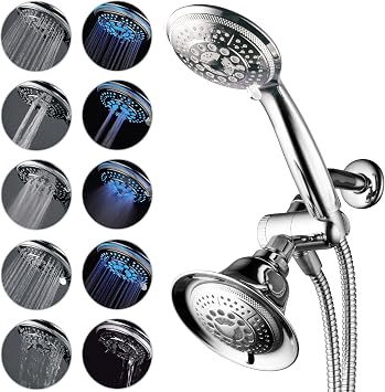 Hotel Spa 2 in 1 Shower System LED Shower Head with Hands-Free Option and LED Lighting