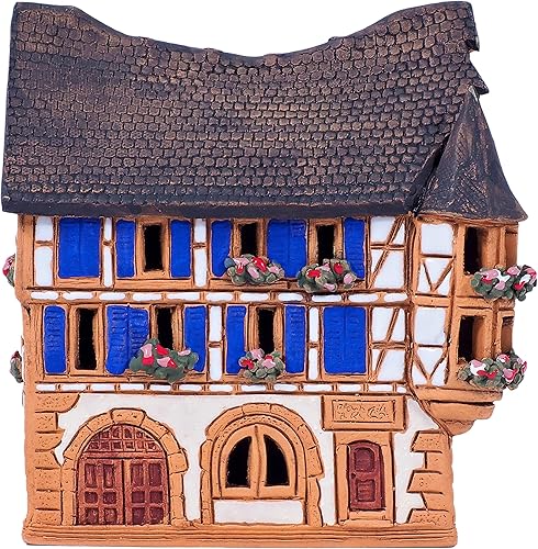 Miniatura 7 de Réplica de casa en miniatura de cerámica de la casa original Kaysersberg, Alsacia, Francia, portavelas de luz de té, decoración del hogar, hecha a