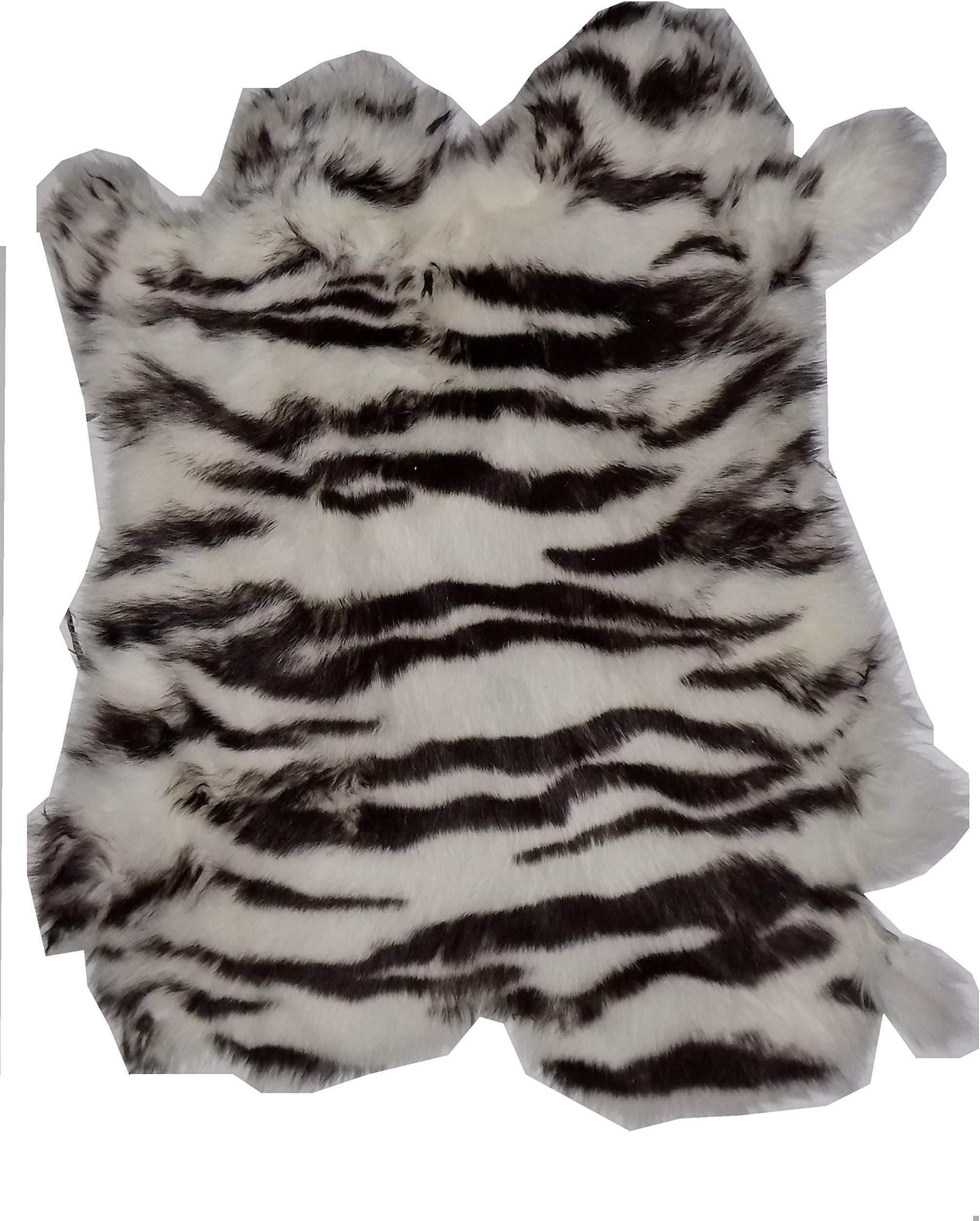 Zebra Print Tanned Rabbit Fur Hide (10" by 12" Rabbit Pelt With Sewing Quality Leather)