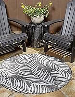 Vista 20 de Unique Loom - Tapete de la colección Outdoor Botanical, diseño de palmera (6.1 pies x 9 pies, rectangular, color azul/azul marino)