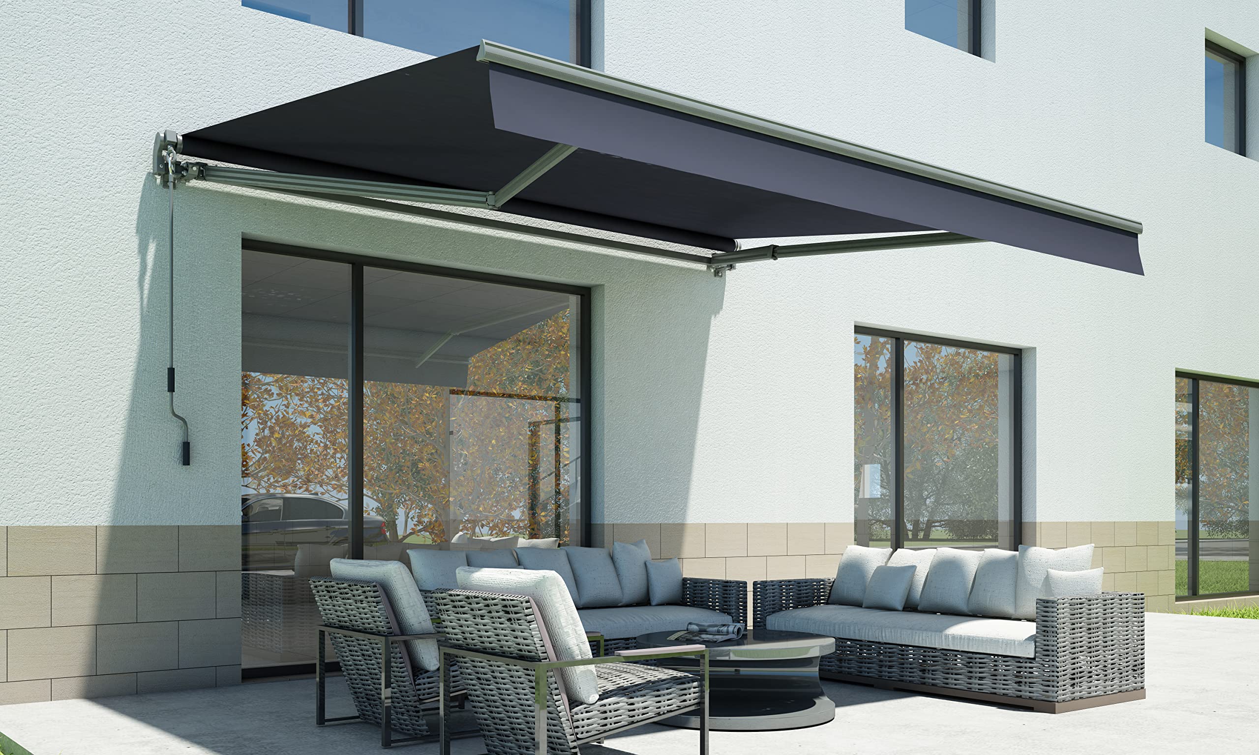 home Trends Mantovana per tende da sole, tessuto di ricambio per tende da sole, tessuto per tende da sole in poliestere protezione solare già cucita con bordatura, diverse misure e colori (P1021
