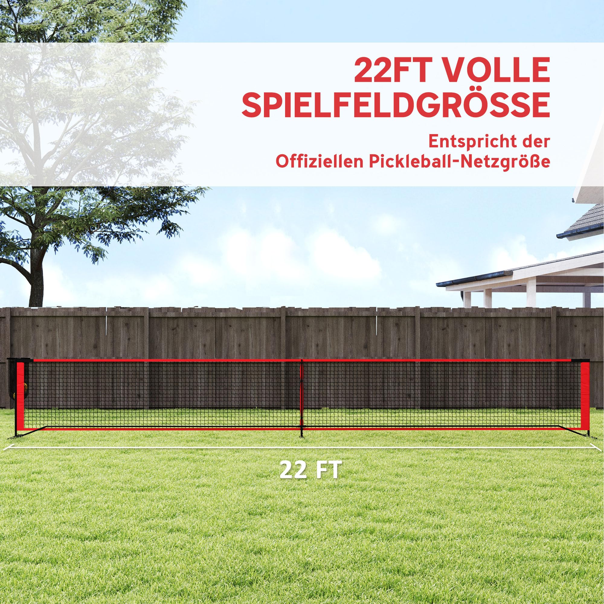 SPORTNOW Pickleball-Netz tragbares Set, 6,7 m Pickleball-System mit Netz, Ballaufsammler, Vier Bälle, Spielfeldmarkierungs-Set und Tragetasche für Auffahrt Outdoor