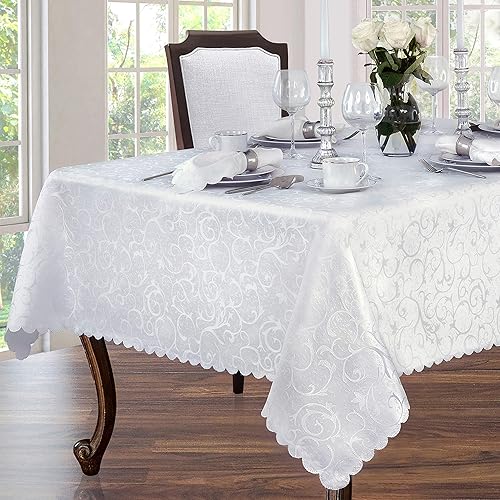 Miniatura 7 de Newbridge Portofino - Mantel de tela de damasco festoneado, resistente a las arrugas y a las manchas, mantel fino para comedor y vacaciones, 60 x