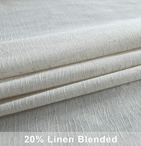 Miniatura 5 de Cortinas blancas de 84 pulgadas de largo para dormitorio, 2 paneles con ojales, de lino natural, con textura, rústicas, semitransparentes, modernas,