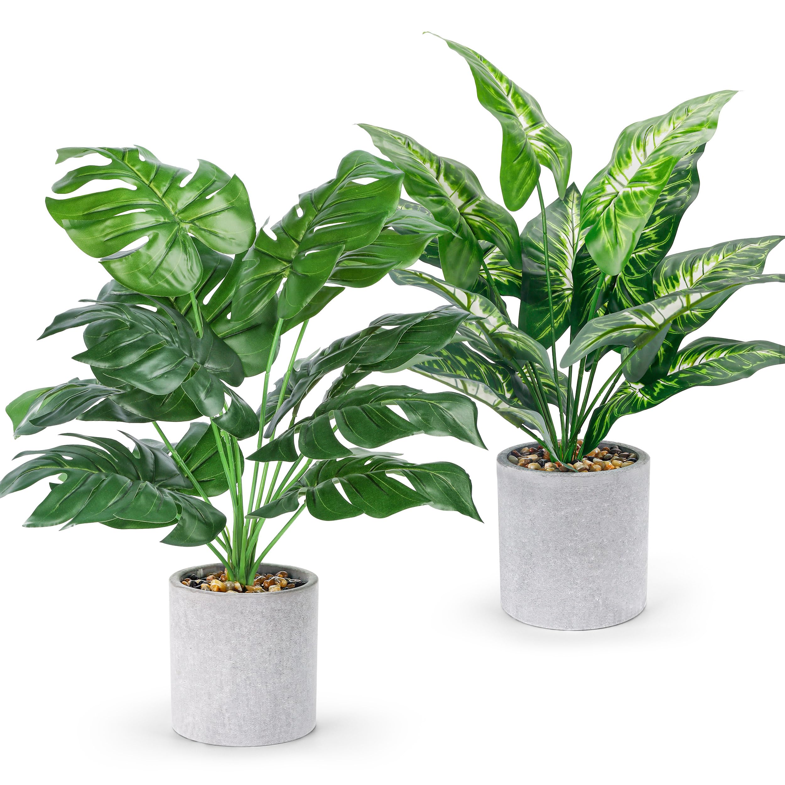 BTSD-home 2-Pack gefälschte Pflanzen Künstliche Tropische Faux Pflanzen Indoor für Büro Schreibtisch Home Salbei Grün Dekor