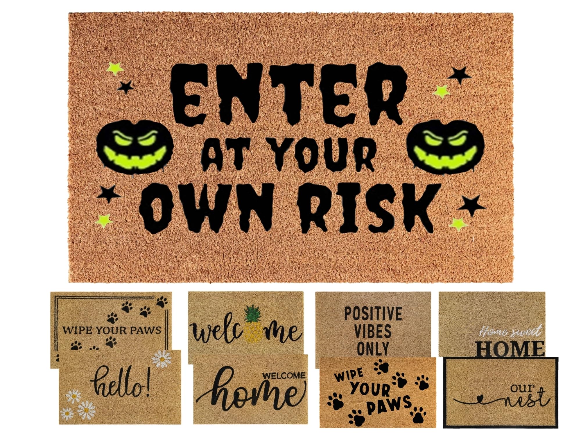 MYPURECORE Coir Door Mat (60x40cm) - Non-Slip & Absorbent, Indoor/Outdoor, Eco-Friendly - Ideal as Front Door, Entrance, Floor, Dirt Trapper, Washable (Enter At Your Own Risk).