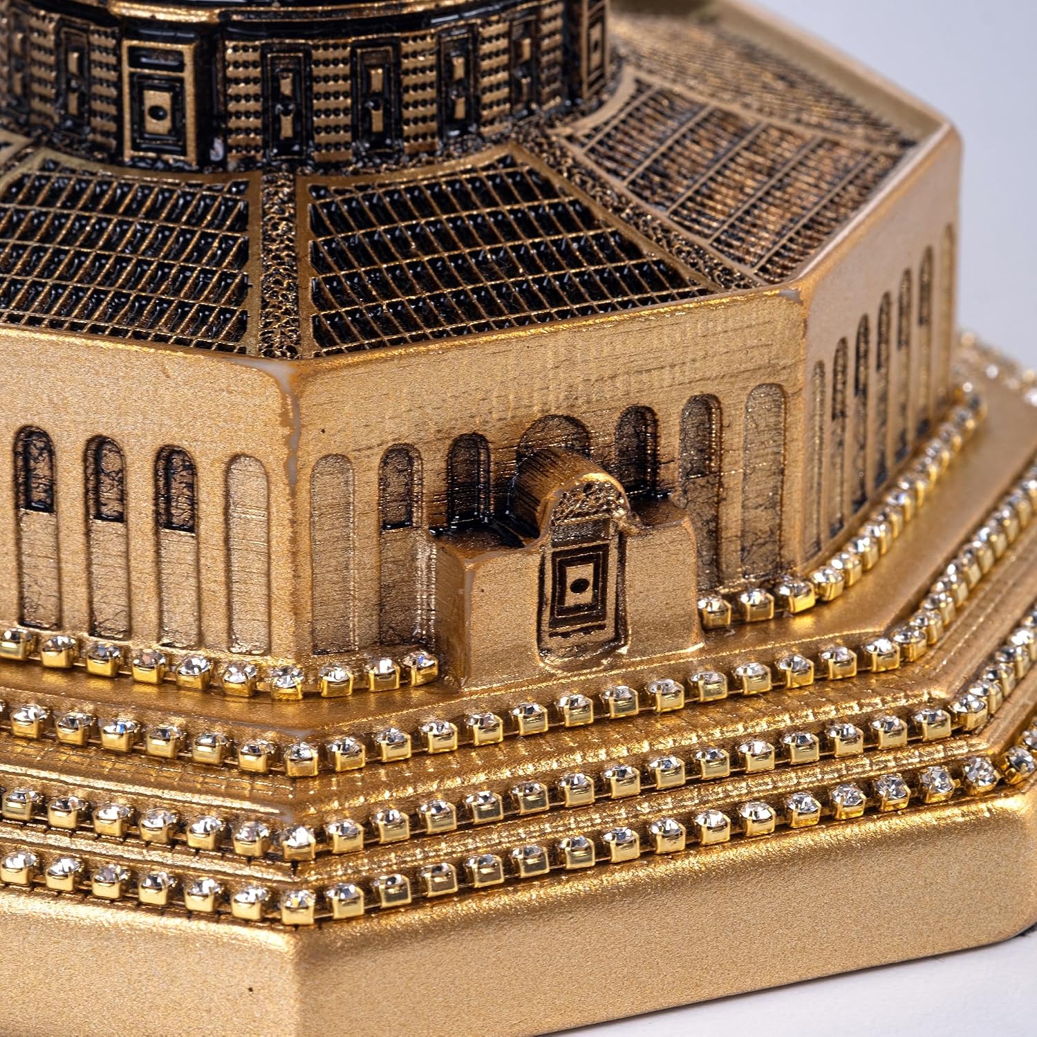 Modefa Islamic Turkish Home Decor Showpiece Gift Al Aqsa Mosque Dome of The Rock Jerusalem Replica (Gold - Small (3.5in x 5.1in))